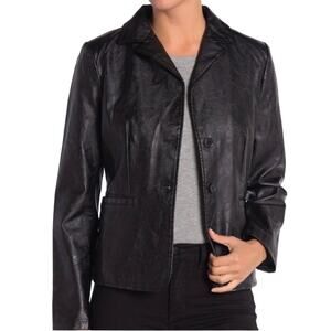 Bagatelle Collection Faux Leather Blazer Jacket Black L
